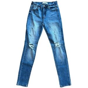 KanCan Distressed Blue Skinny Jeans Distressed Denim Women’s 26 Cotton Feminine